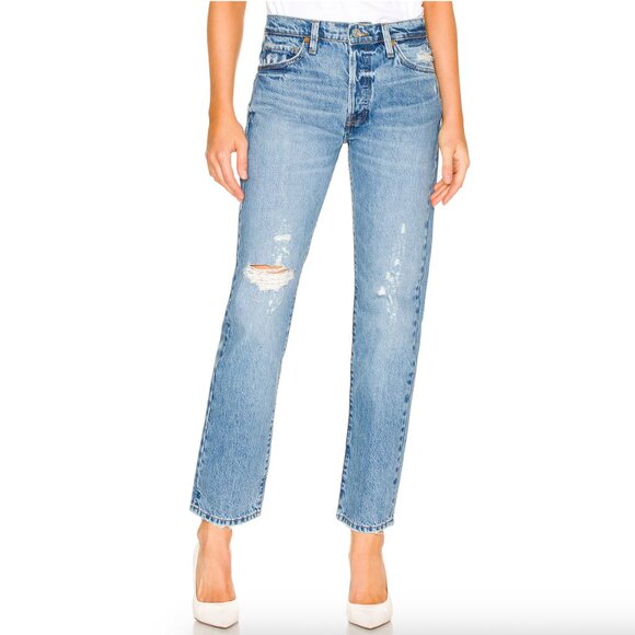 Frame Le Slouch Jean in Bluejay Rips - Picture 1 of 9